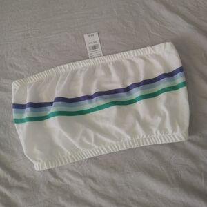Me to We Striped Tube Top in White and Green